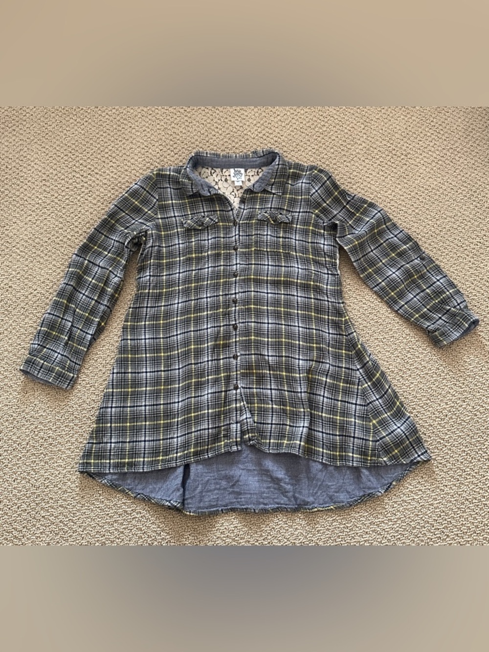 Ivy Jane plaid and lace flannel button down